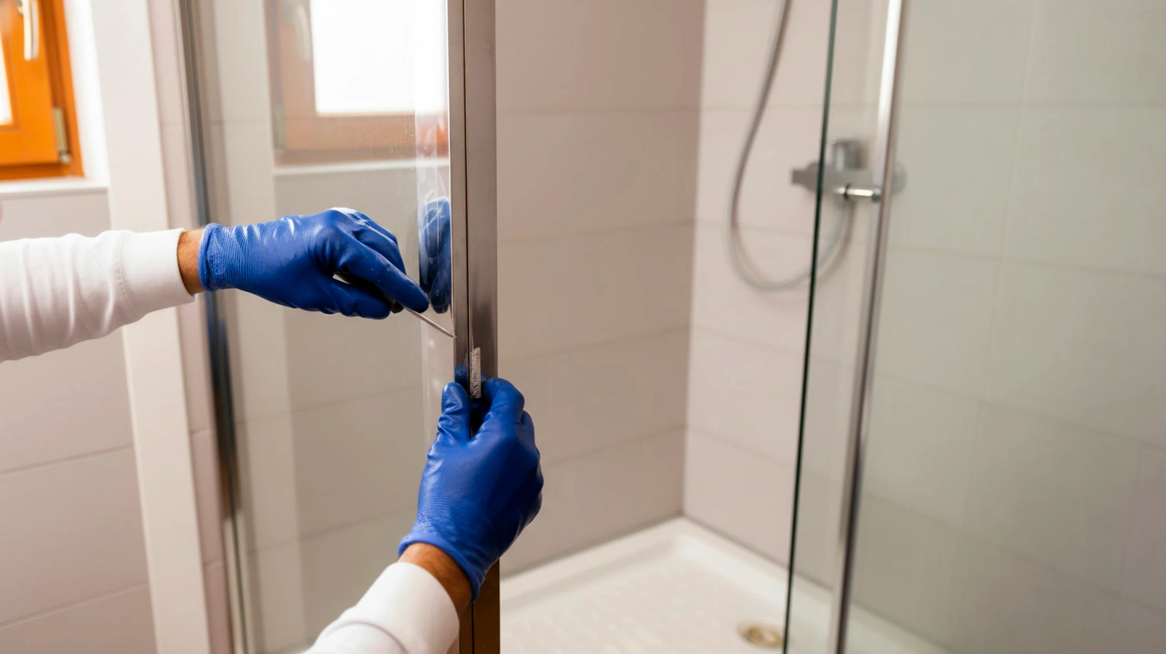 Salle de bain moderne avec vasque blanche ovale et robinetterie dorée en laiton brossé