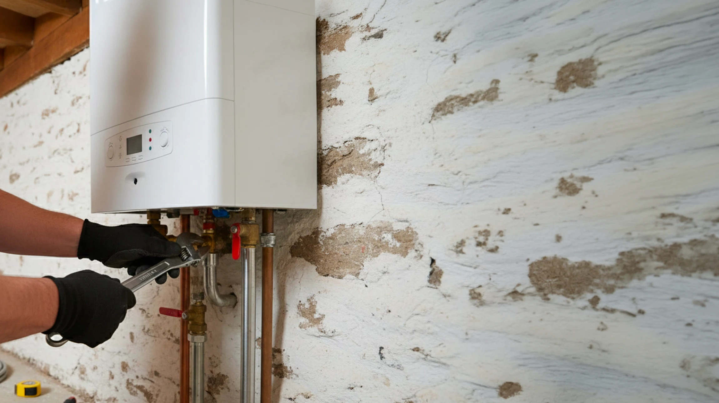 Intérieur résidentiel chaleureux et confortable montrant un salon ou salle à manger où une famille ou des personnes profitent de la chaleur diffusée par un chauffage performant. L'atmosphère doit être accueillante, avec une température ambiante confortable bien visible (personnes en tenue légère, confort visible). On peut éventuellement voir en arrière-plan, de manière discrète et non dominante, une partie de radiateur ou de chauffage au sol, mais l'accent doit être mis sur le confort et le bien-être résidentiel procuré par une installation de chauffage performante.